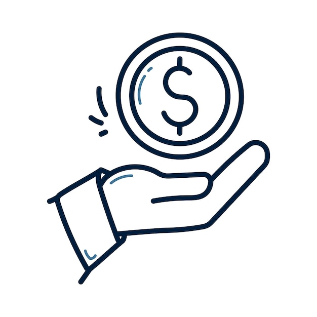 Hand drawn money hand doodle line illustration Hand money doodle icon vector