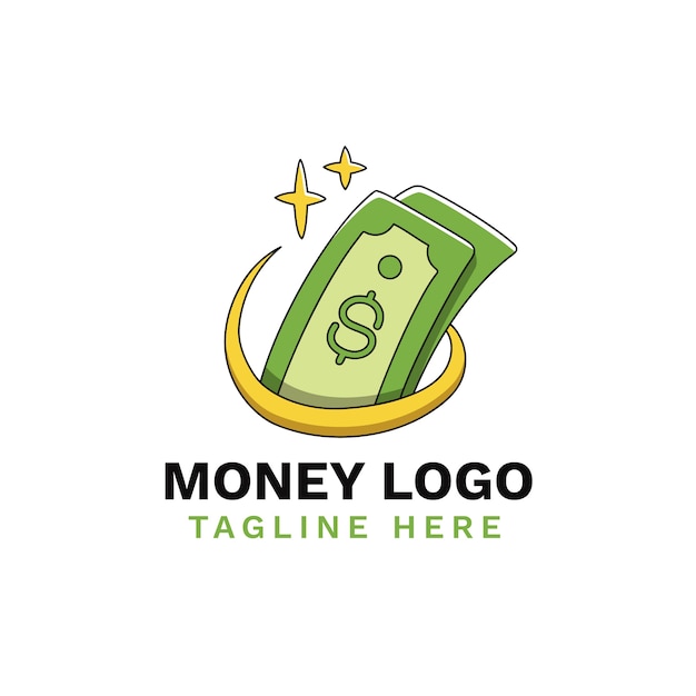 Vettore design del logo dei soldi disegnato a mano