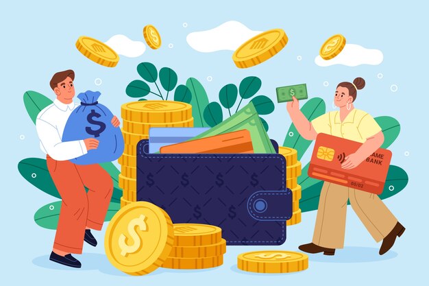 Vector hand drawn money managament illustration