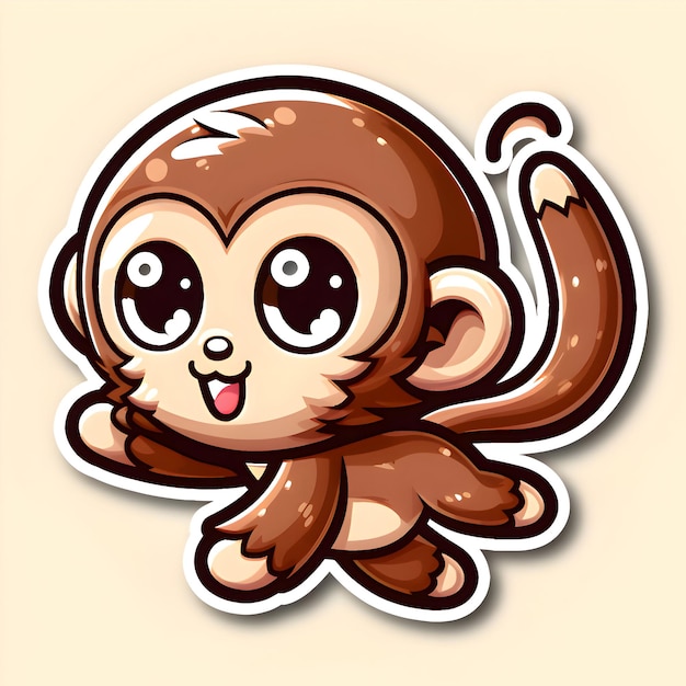 Vector hand drawn monkey dancing sticker illustration