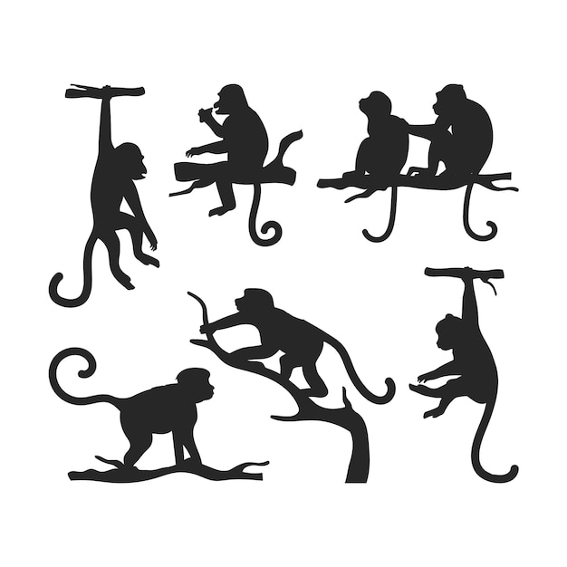 Hand drawn monkey silhouette