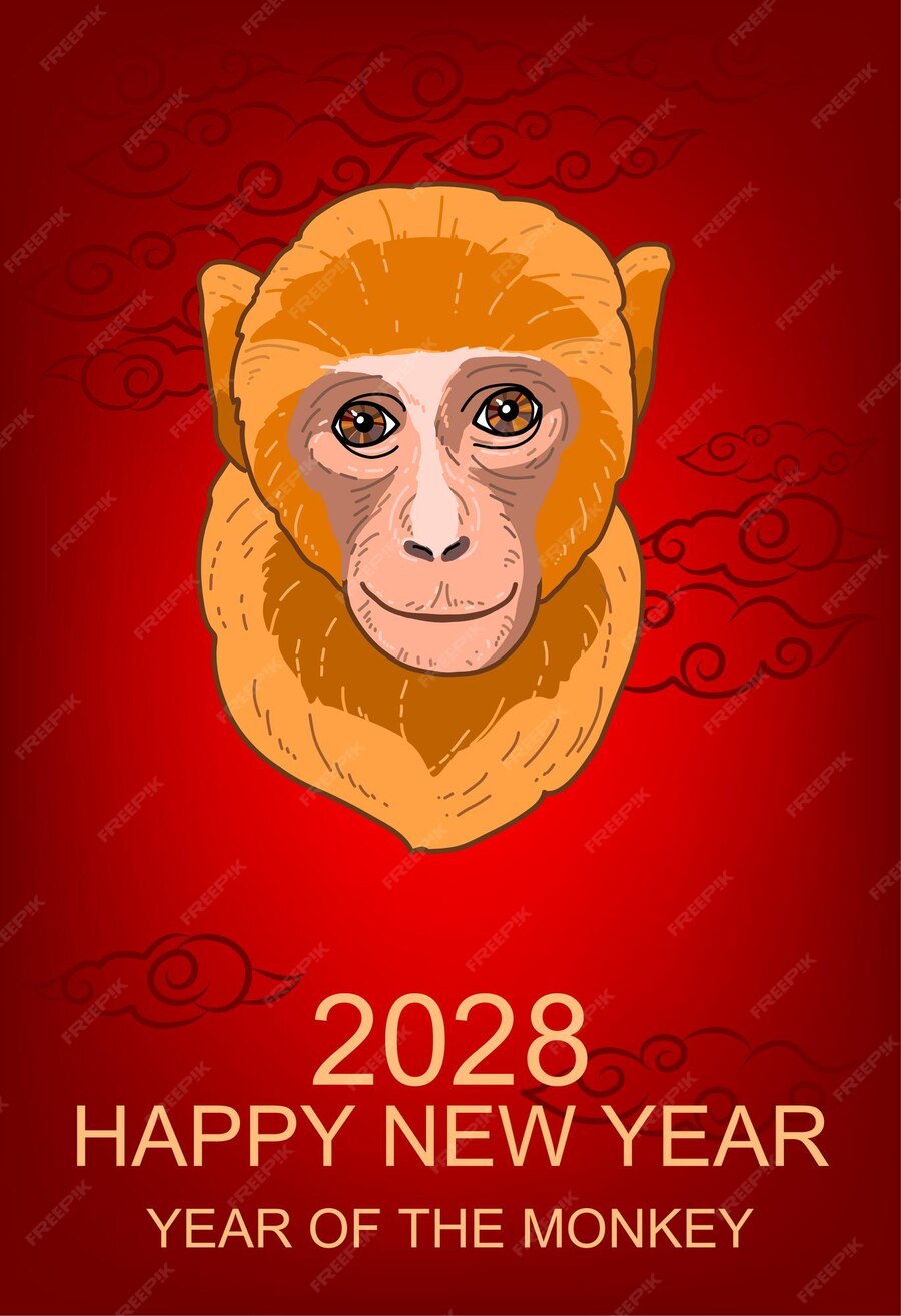 Premium Vector Handdrawn monkey, zodiac sign, chinese horoscope. the