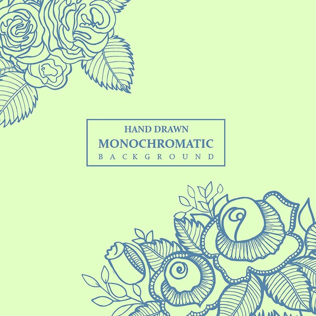 Hand drawn monochromatic floral background