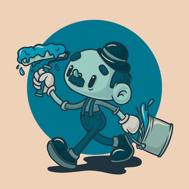 Hand drawn monocolor retro cartoon illustration