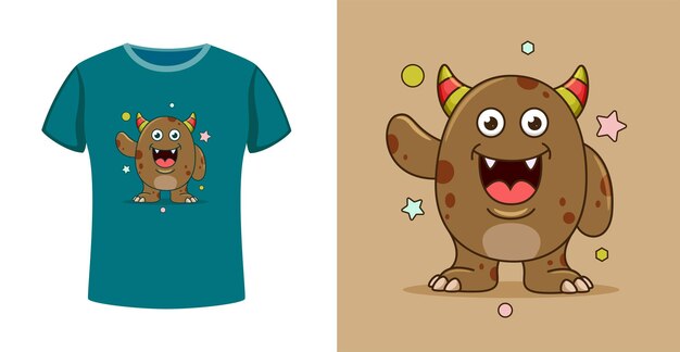 hand drawn monster for t shirt design