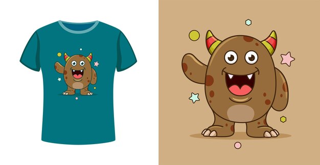 Tシャツデザインの手描きモンスター