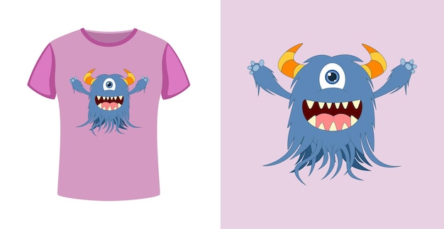 Vector hand drawn monster for t shirt design