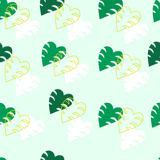 Hand drawn monstera leaves seamless pattern