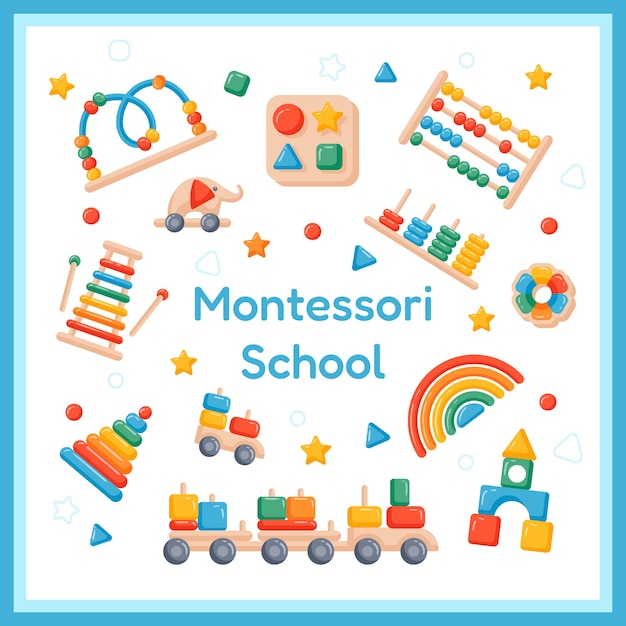 Vettore illustrazione montessori disegnata a mano