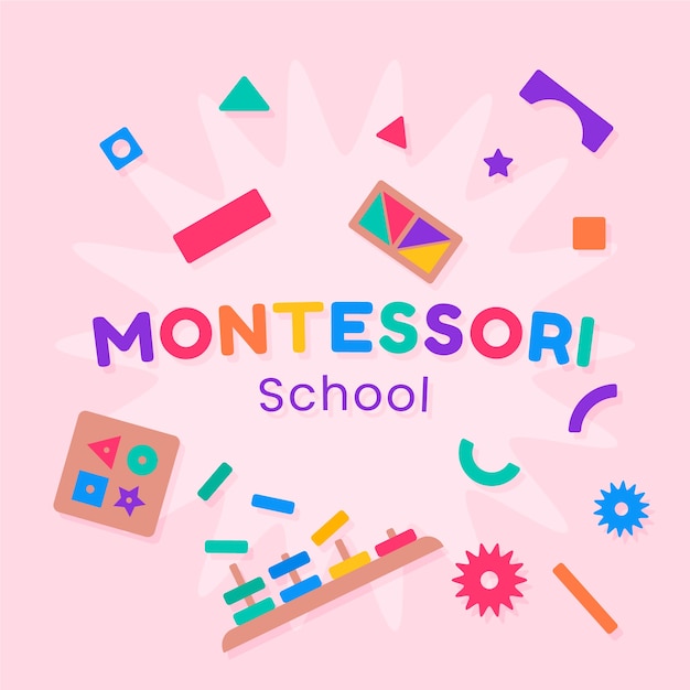 Vettore illustrazione di giocattoli montessori disegnati a mano