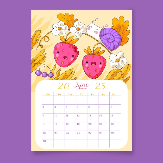 Hand drawn monthly planner template