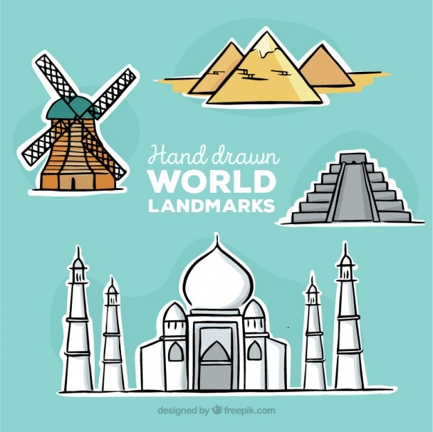 Hand drawn monuments stickers