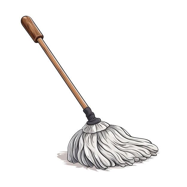 Hand drawn Mop cartoon vector illustration clipart white background