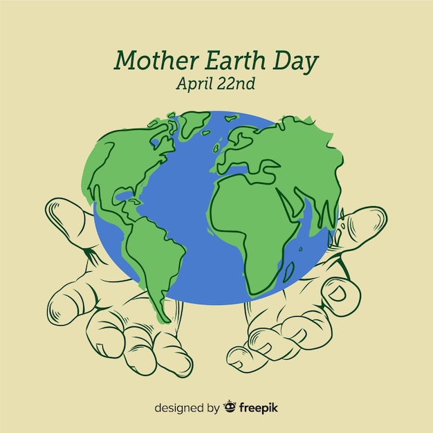 Vector hand drawn mother earth day background