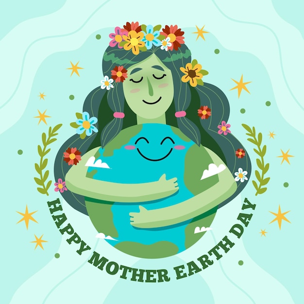 Vector hand drawn mother earth day illustration