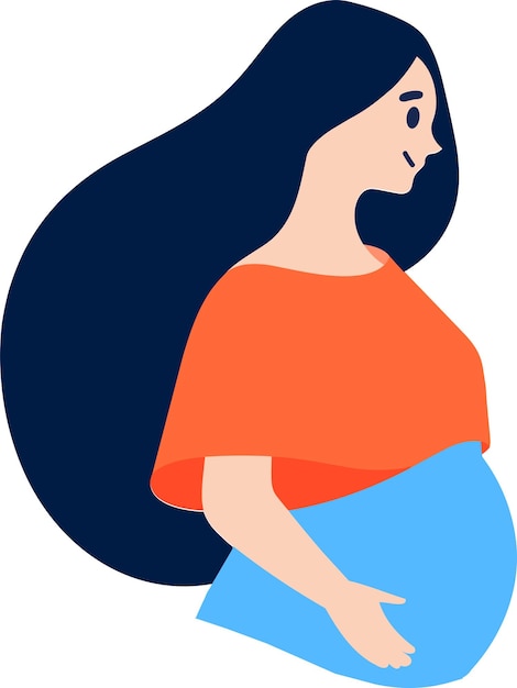 Вектор Ручной рисунок матери или беременной женщины в плоском стиле, изолированный на заднем плане