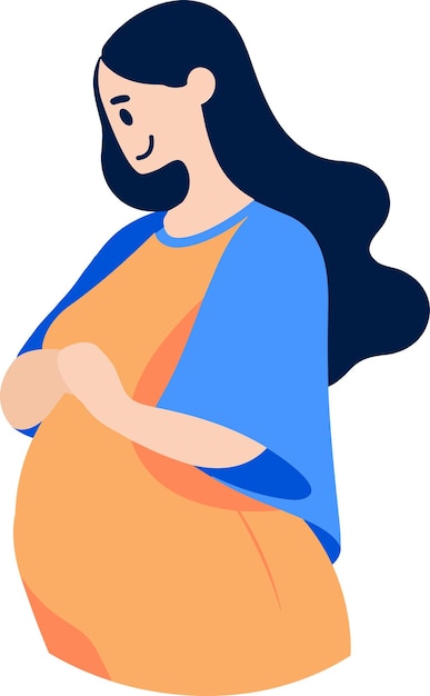 Hand drawn mother or pregnant woman in flat style isolated on background