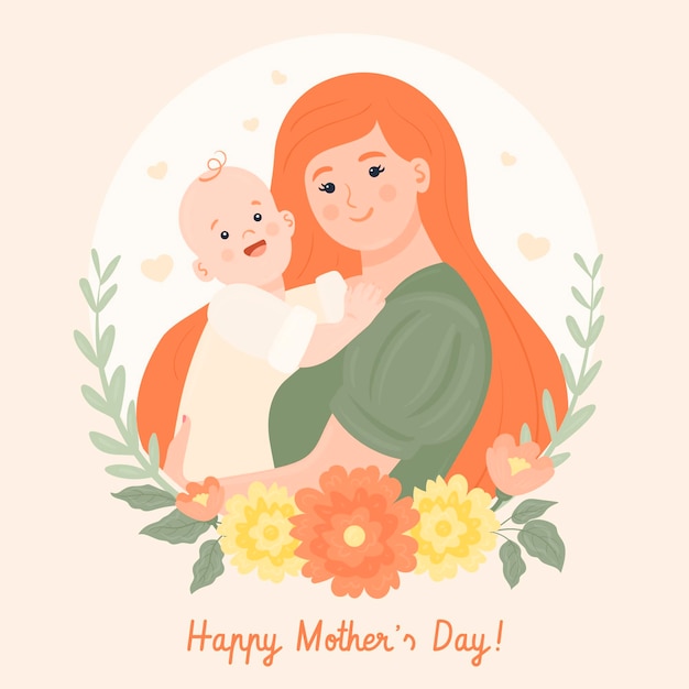 Vector hand drawn mother's day illustration