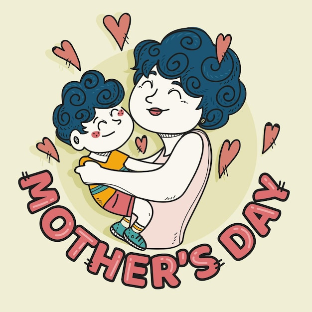 Hand drawn mother's day illustration