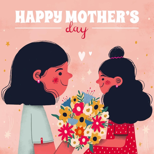 Vector hand drawn mother's day illustration