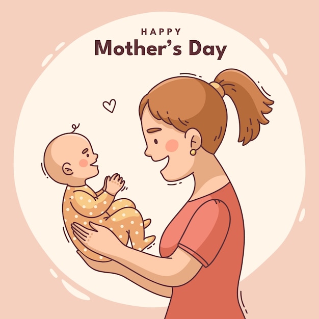 Vector hand drawn mother's day illustration