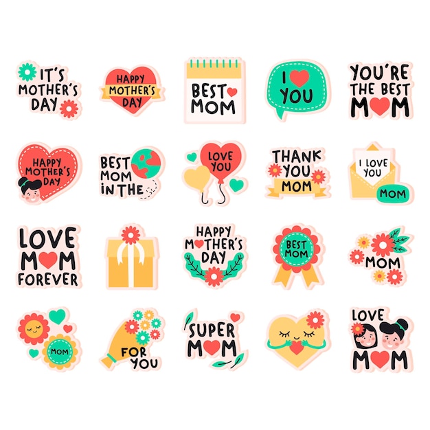 Vector hand drawn mother's day sticker