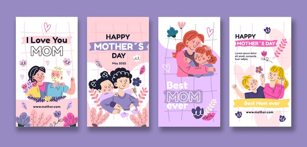 Vector hand drawn mother's day template