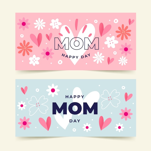 Vector hand-drawn mothers day banners