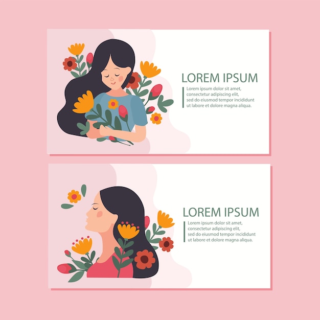 Vector hand drawn mothers day horizontal banner template set