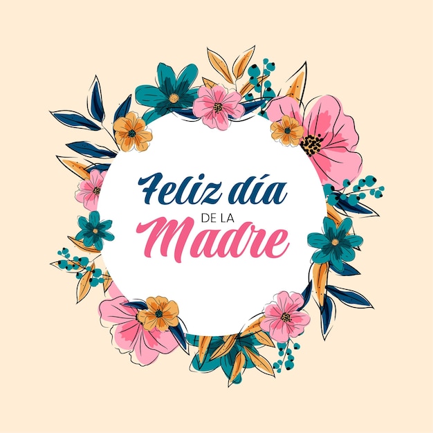 hand drawn mothers day illustration in spanish