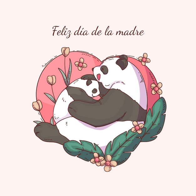 Hand drawn mothers day illustration in spanish