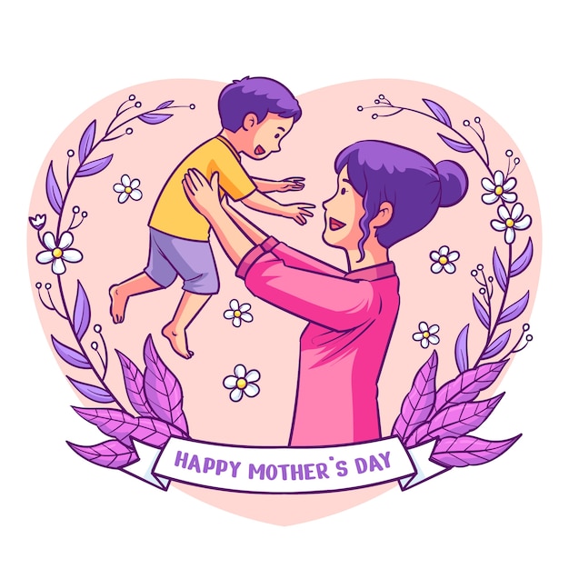 Hand drawn mothers day illustration