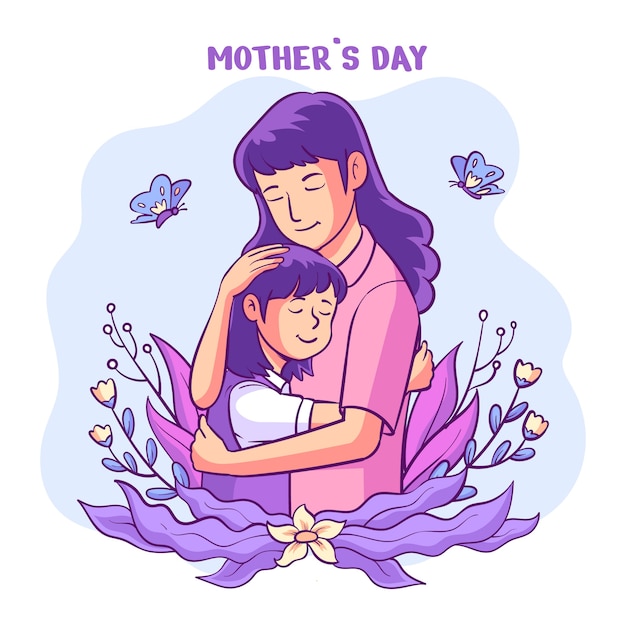 Vector hand drawn mothers day illustration