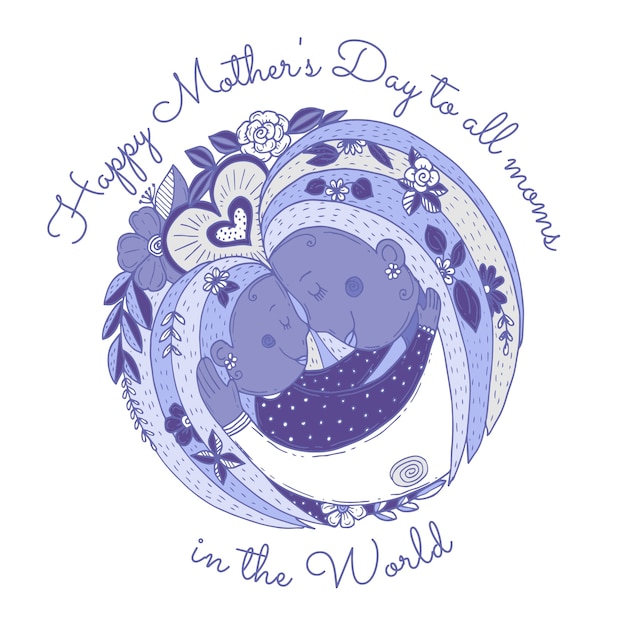 Vector hand drawn mothers day illustration