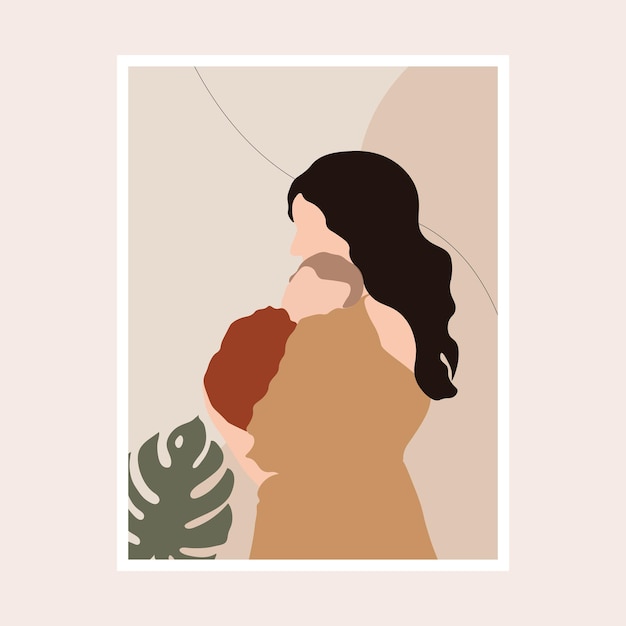 Vector hand drawn mothers day illustration