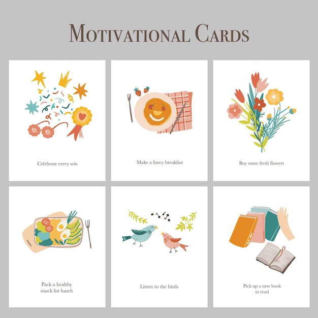 Hand drawn motivational cards