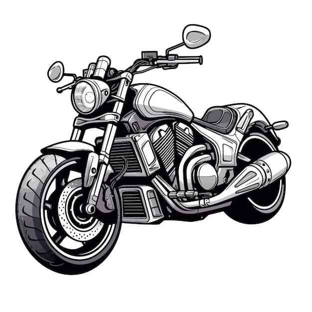 Vector hand drawn motorcycle cartoon vector illustration clipart white background