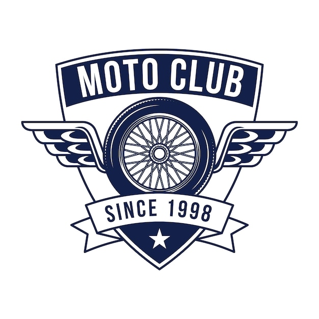 手描きのオートバイクラブのロゴバッジ