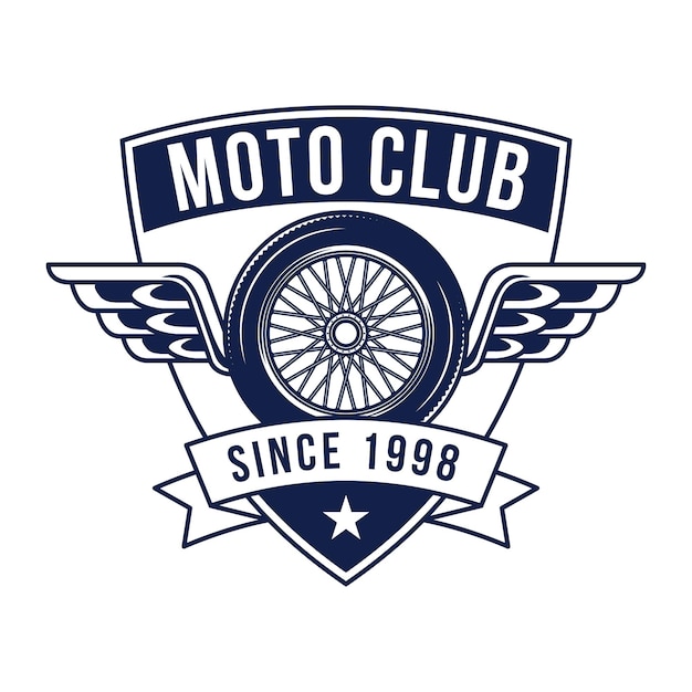 Vettore distintivo del logo del club motociclistico disegnato a mano