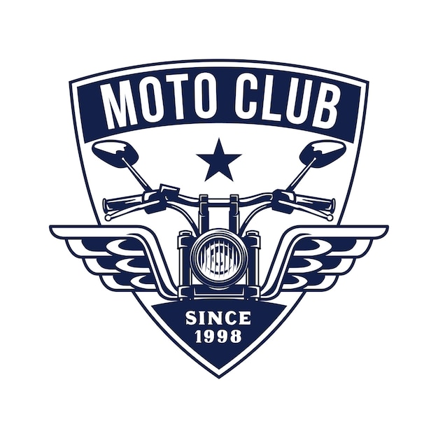 Vector hand drawn motorcycle club logo badge