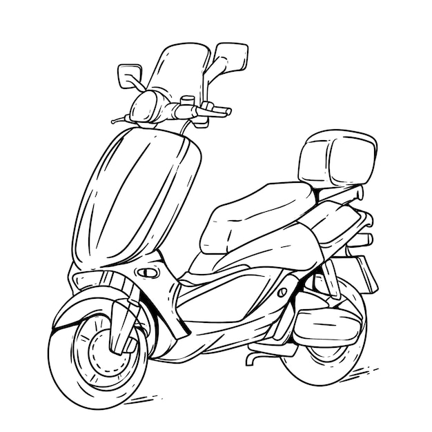 Vector hand drawn motorcycle  drawing illustration