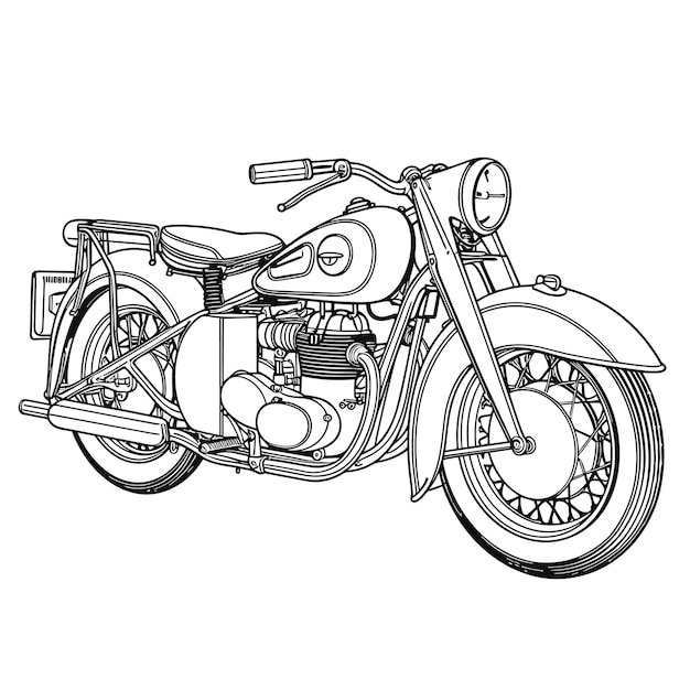 Vector hand drawn motorcycle isolated on white background coloring page