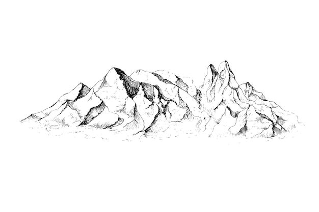 Paesaggio di montagna disegnato a mano.