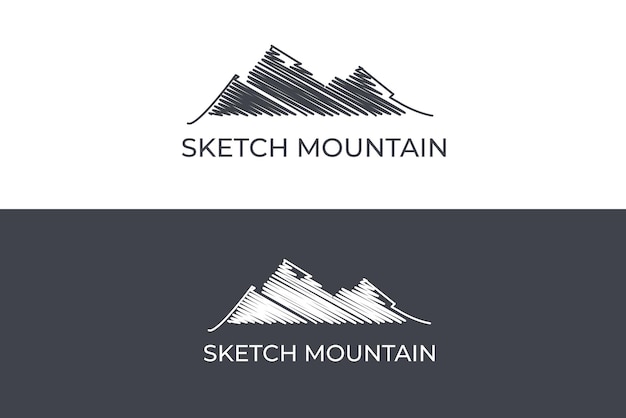 Vettore design del logo di montagna disegnato a mano