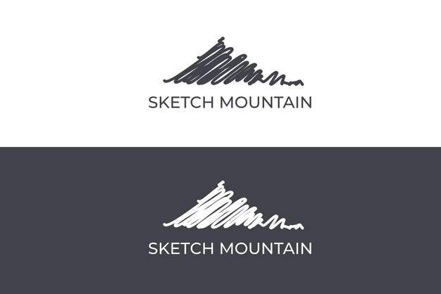 Vettore design del logo di montagna disegnato a mano