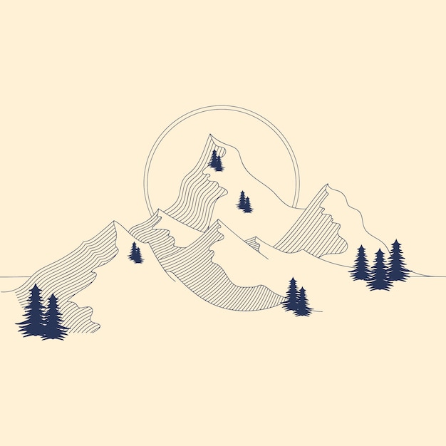 Hand drawn mountain outline illustration