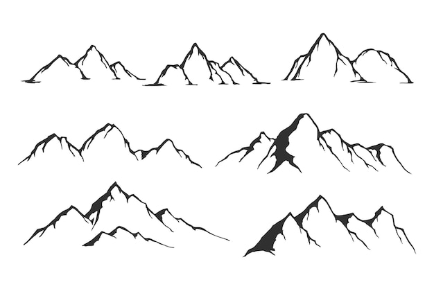 Hand Drawn Mountain Set Collection
