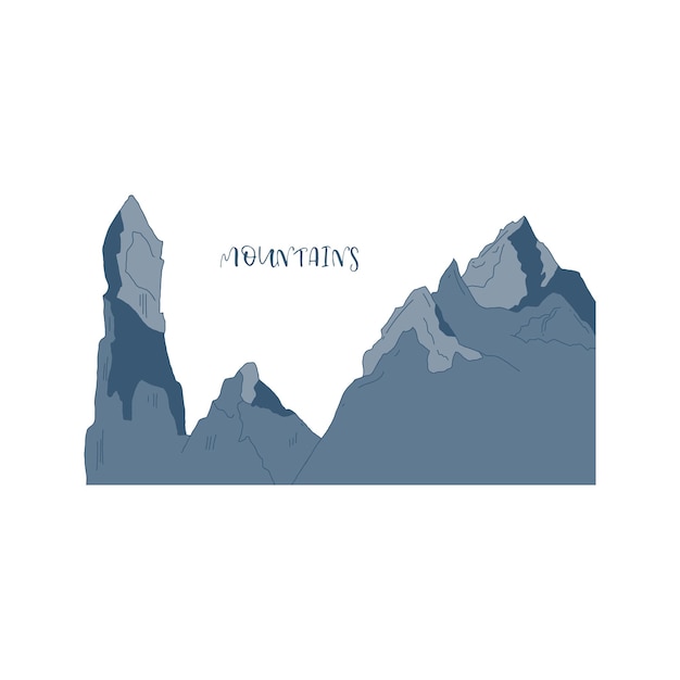 Vector hand drawn mountains in cartoon style