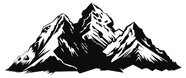 Vettore silhouette di montagne disegnate a mano per l'illustrazione vettoriale di icone di alte montagne