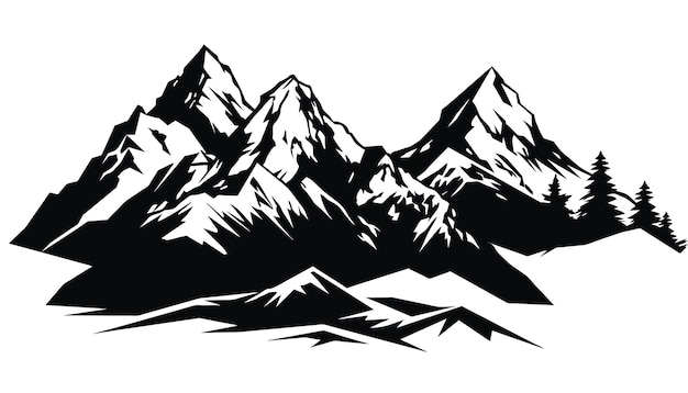 Hand drawn mountains silhouettes for high mountain icon vector illustration